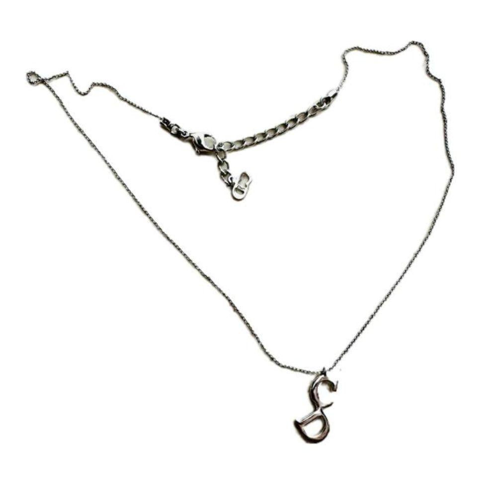 Christian Dior Silver CD Logo Pendant Necklace