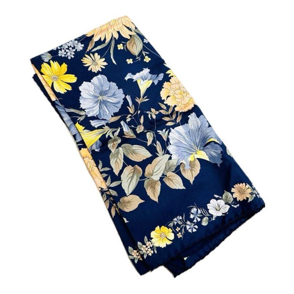 Dior Navy Blue Floral Multicolour 86cm Scarf