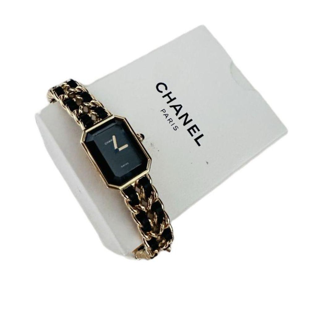 (Size M- Up To 15cm) Chanel Premiere Black Dial Gold Stainless Steel 20mm Quartz Watch
