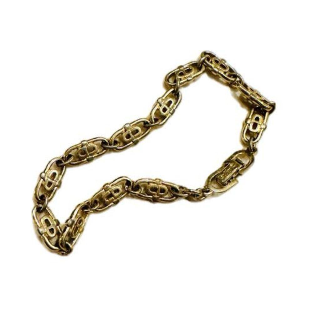 (Up to 17cm) Christian Dior Gold Logo Chain Bracelet