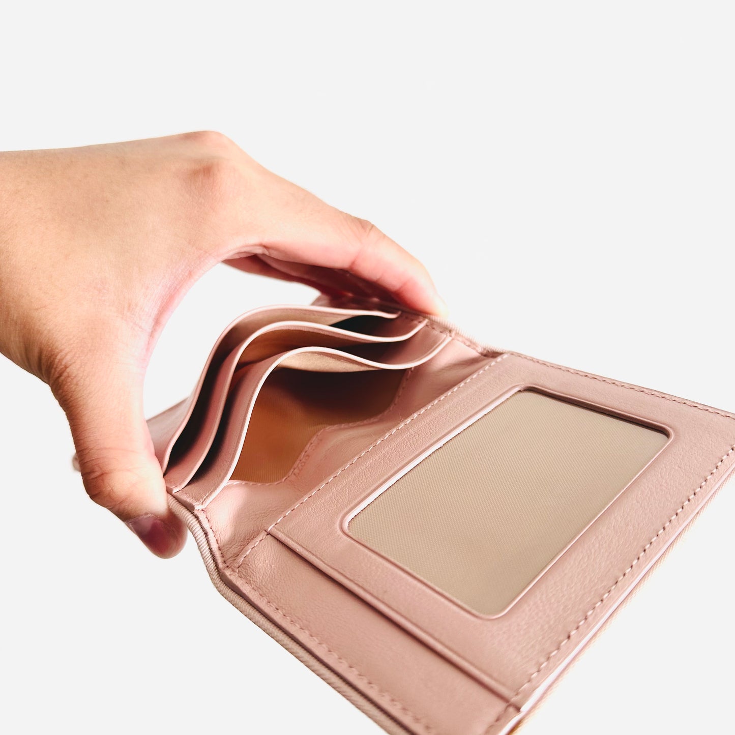 Christian Dior CD Pink Oblique Monogram Logo Flap Compact Bifold Wallet