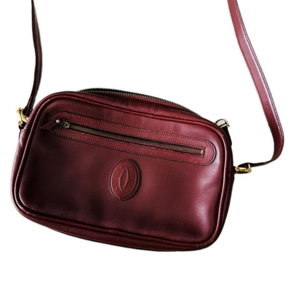Cartier Must De Cartier Bordeaux Leather Maroon Crossbody Bag