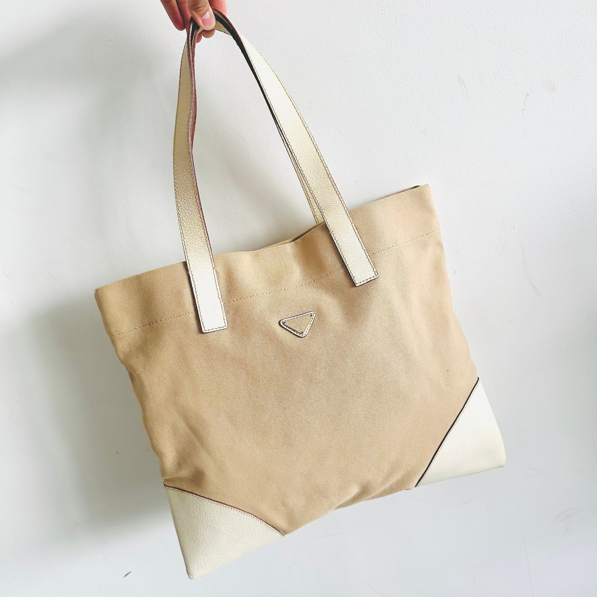 Prada, Bags, Prada Tessuto Nylon Leather Trim Tote Bag Wcoa