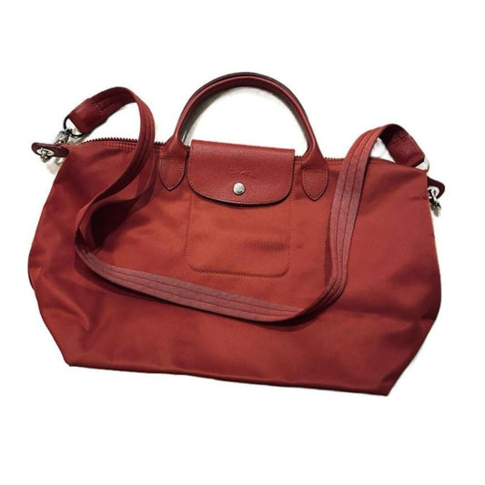 Longchamp Le Pliage Medium Red 2-Way Top Handle Tote Bag