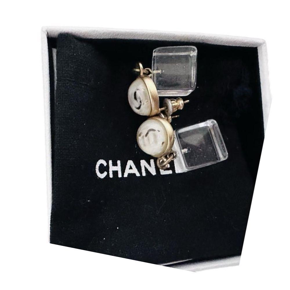 Chanel Gold & Pearls Dangling Stud Earrings