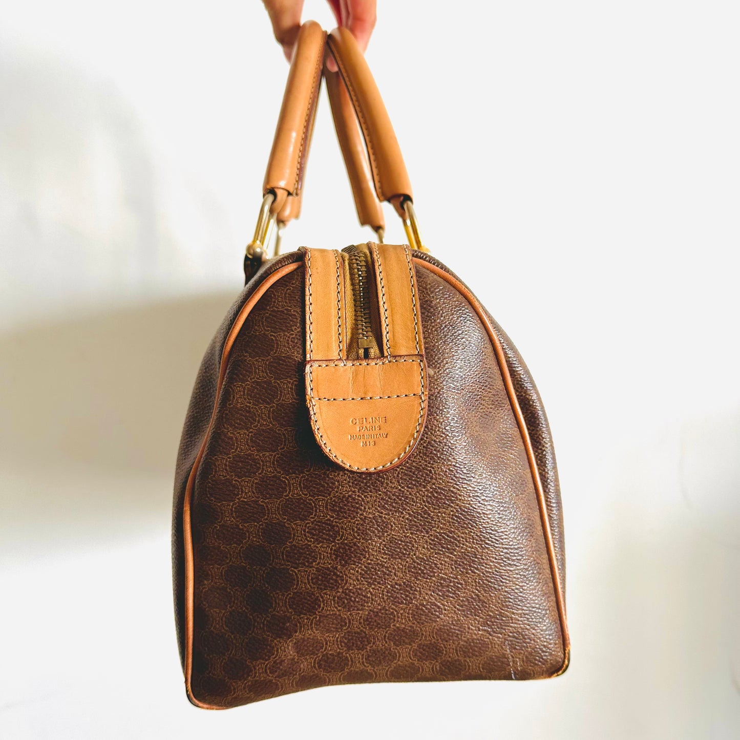 Celine Triomphe Macadam Monogram Logo Vintage Speedy 30 Boston Bag