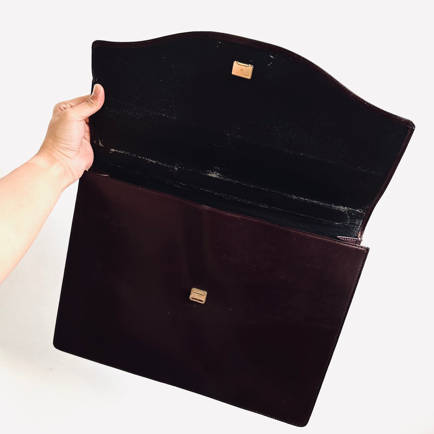 Braun Buffel Dark Chocolate Brown GHW Leather Structured Flap Briefcase Top Handle Bag