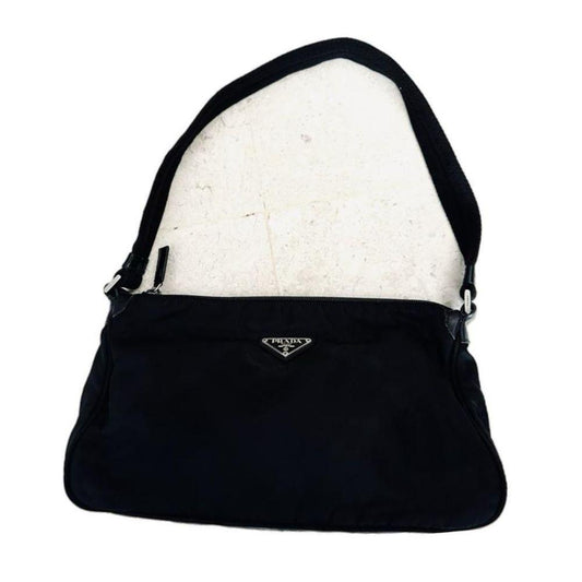 Prada Tessuto Nylon Pochette Shoulder Bag (Black)
