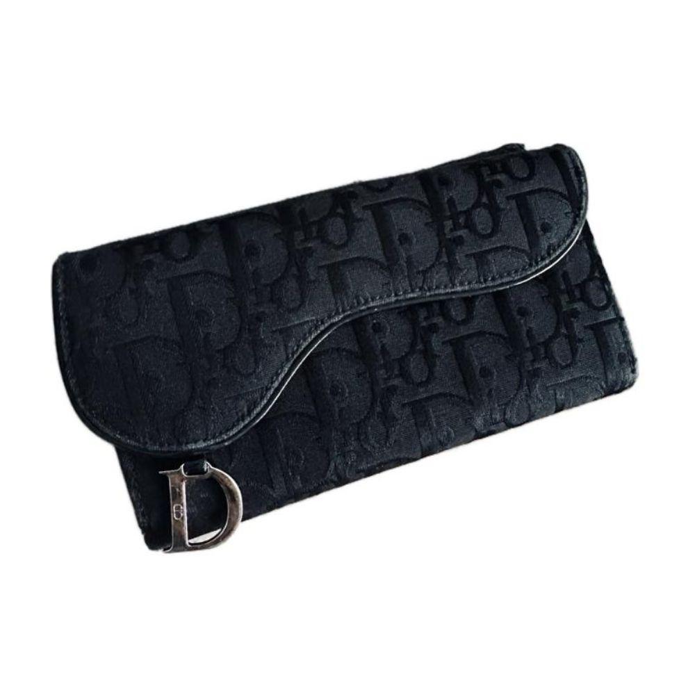 Dior Black Saddle Flap Long Wallet