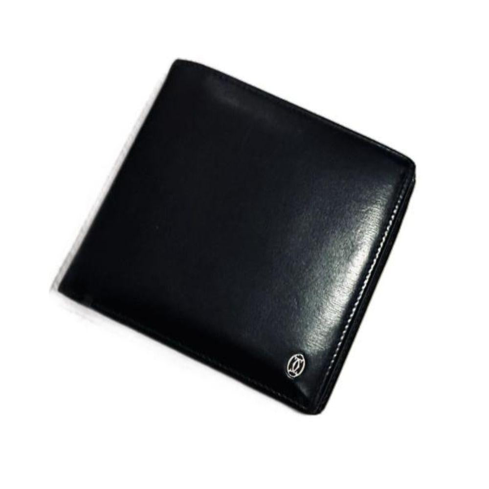 Cartier Black Pasha Leather Bifold Compact Wallet