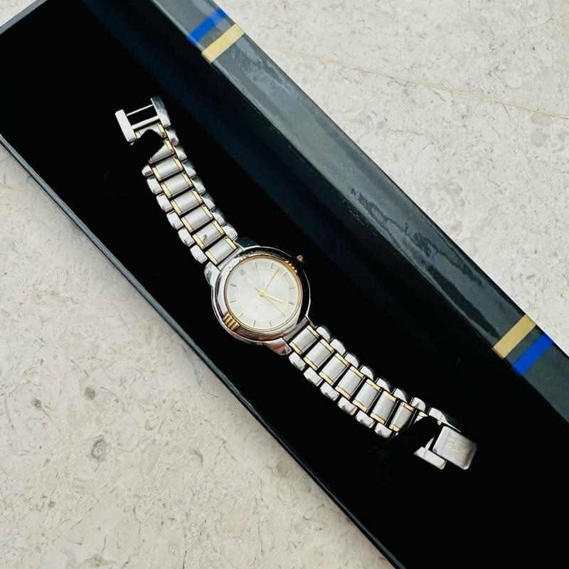 (Up to 14.5cm) YSL Two Tone Stainless Steel 30mm Quartz Watch