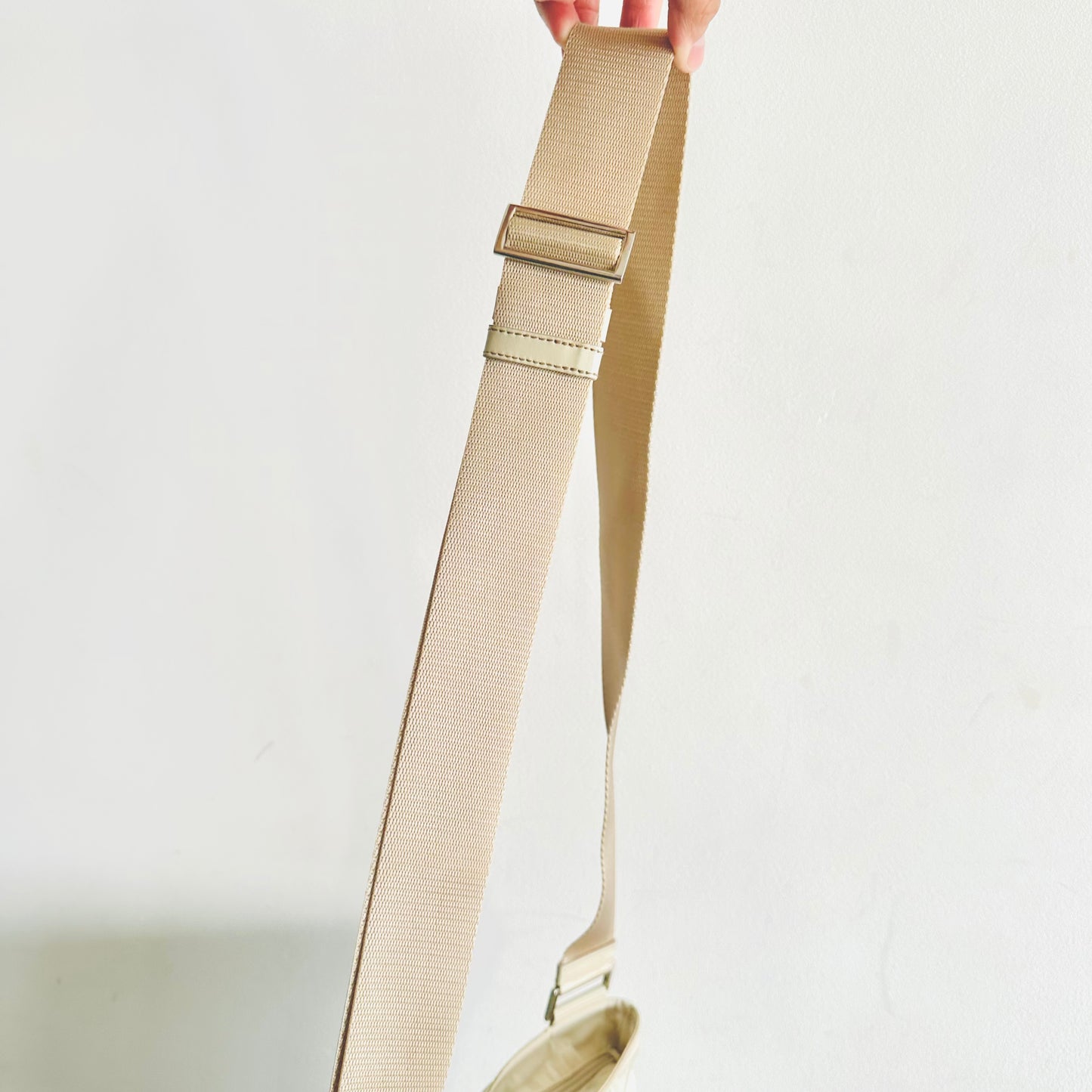 Prada Off White Cream Nylon Classic Logo Small Zipper Shoulder Sling Bag