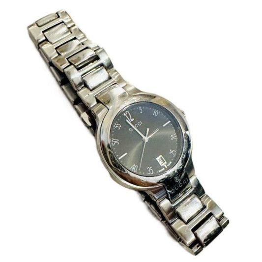 (Up to 19cm) Gucci Black Round Dial Stainless Steel 35mm Quartz Watch