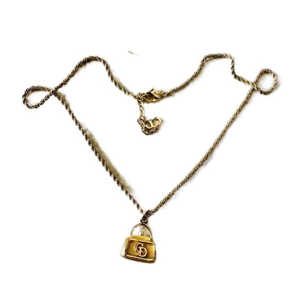 Christian Dior Lady Dior CD Mini Bag Pendant Necklace