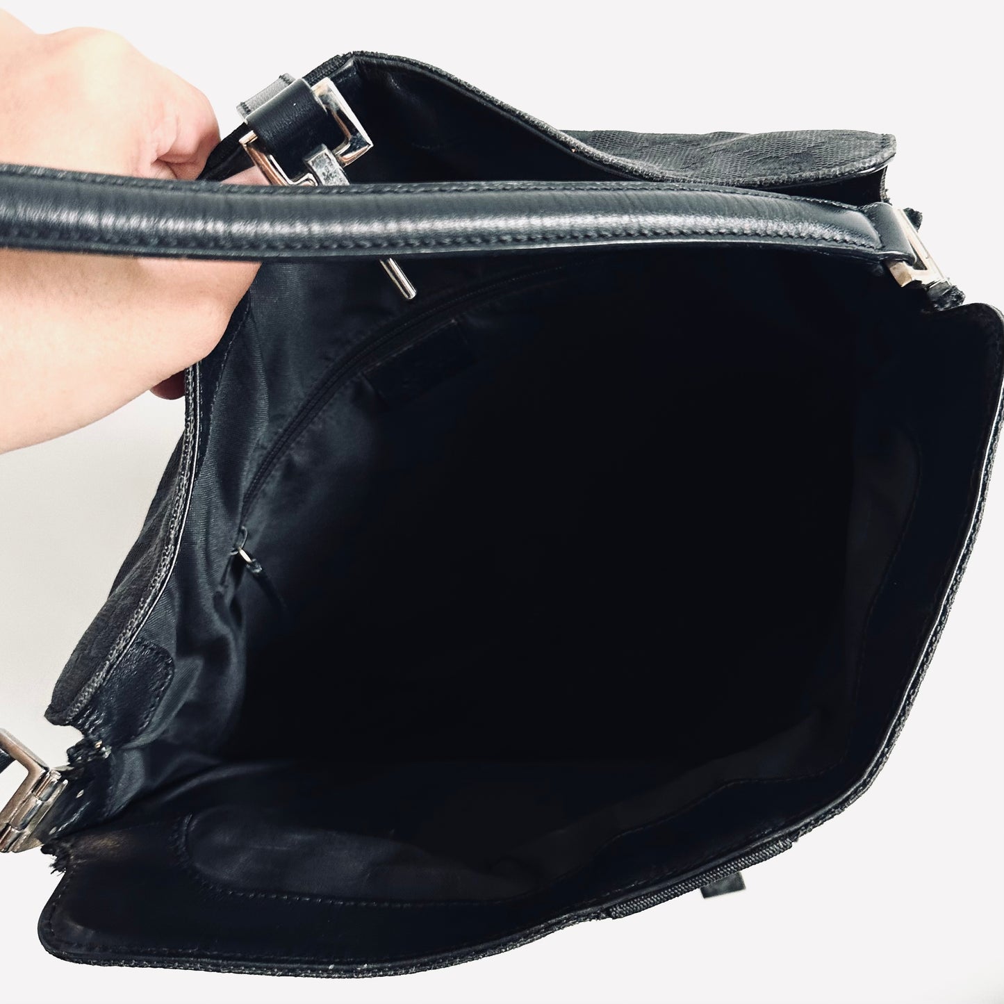 Gucci Jackie Black GG Monogram Logo Hobo Vintage Shoulder Tote Bag