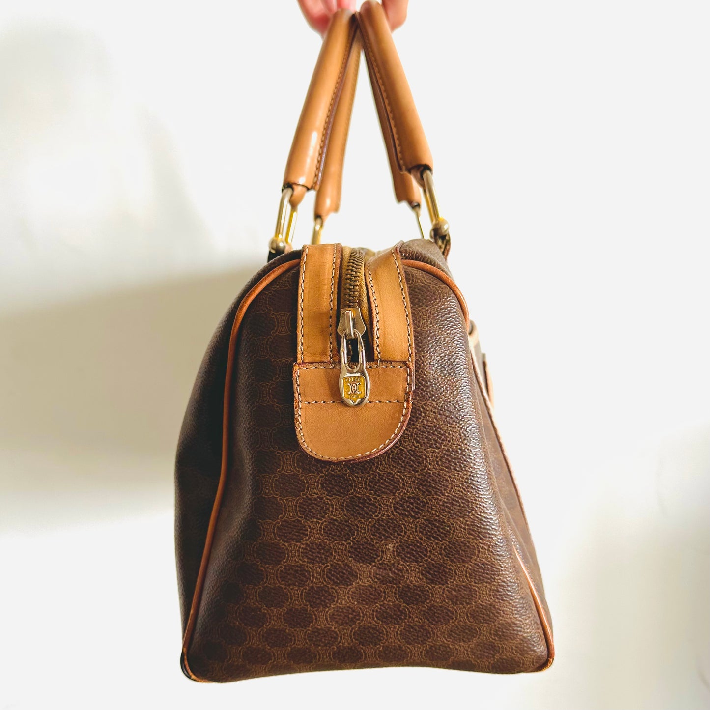 Celine Triomphe Macadam Monogram Logo Vintage Speedy 30 Boston Bag