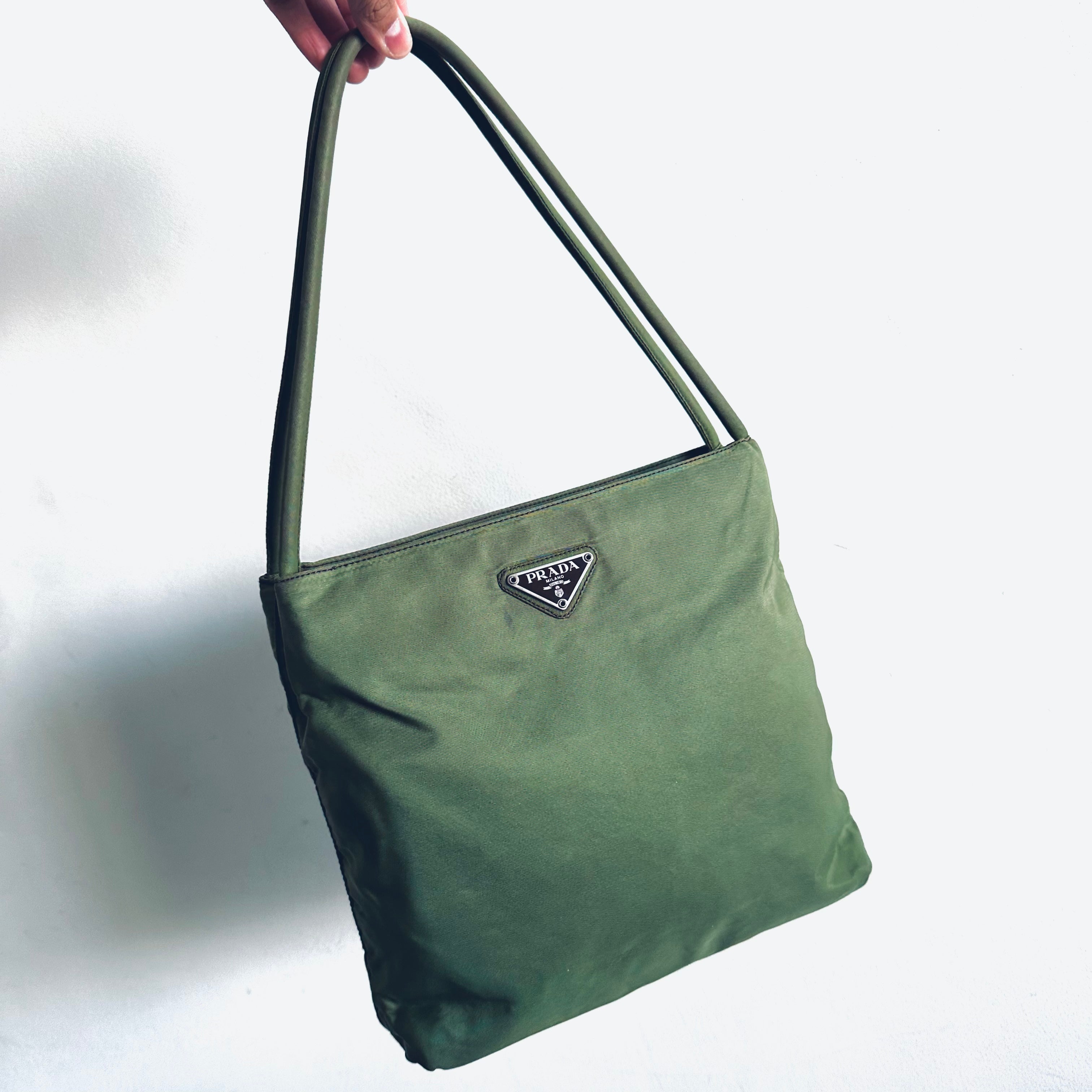 Prada Sage Tessuto City Classic Logo Structured Shoulder Tote Bag