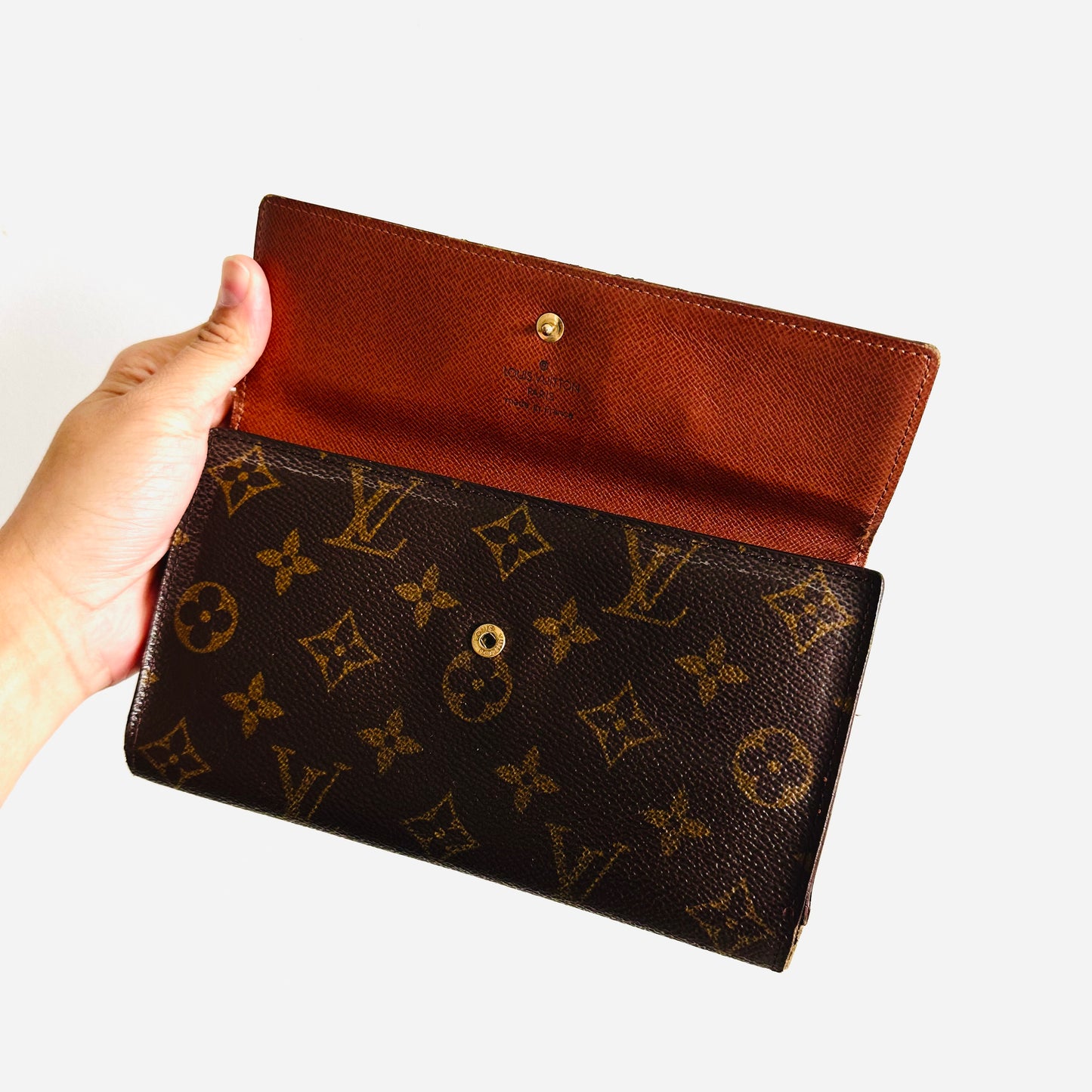 Louis Vuitton LV Sarah Monogram Logo GHW Flap Vintage Long Trifold Wallet