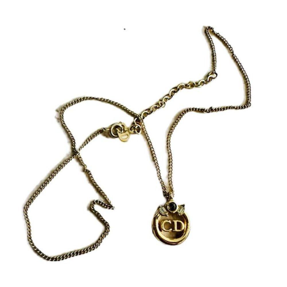Christian Dior CD Logo Necklace in Gold and Crystals