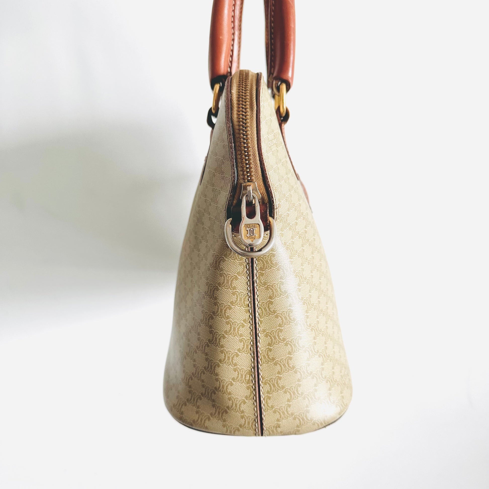 Beige Celine Macadam Dome Handbag – Designer Revival