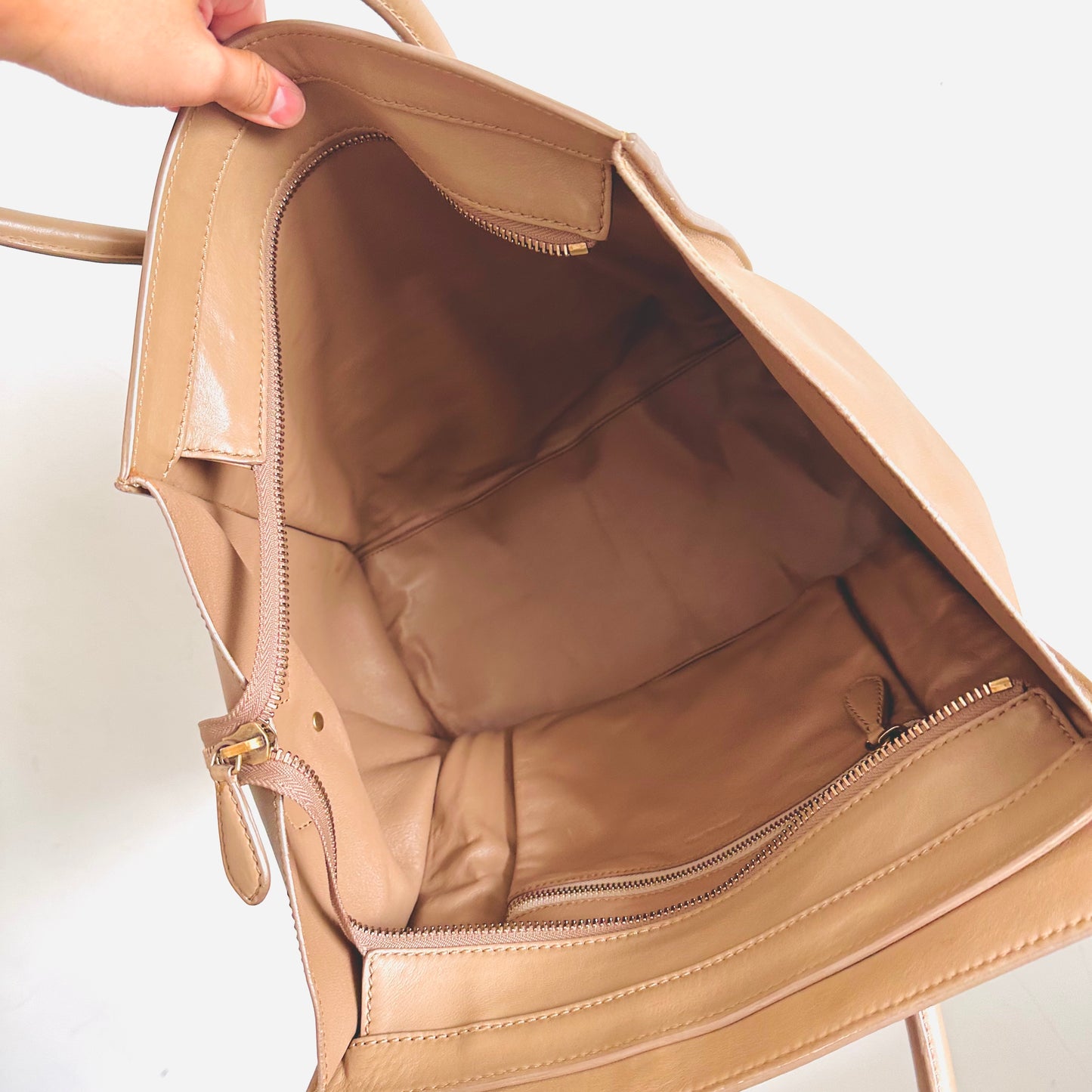 Celine Dune Beige GHW Mini Luggage Monogram Logo Shopper Shoulder Tote Bag