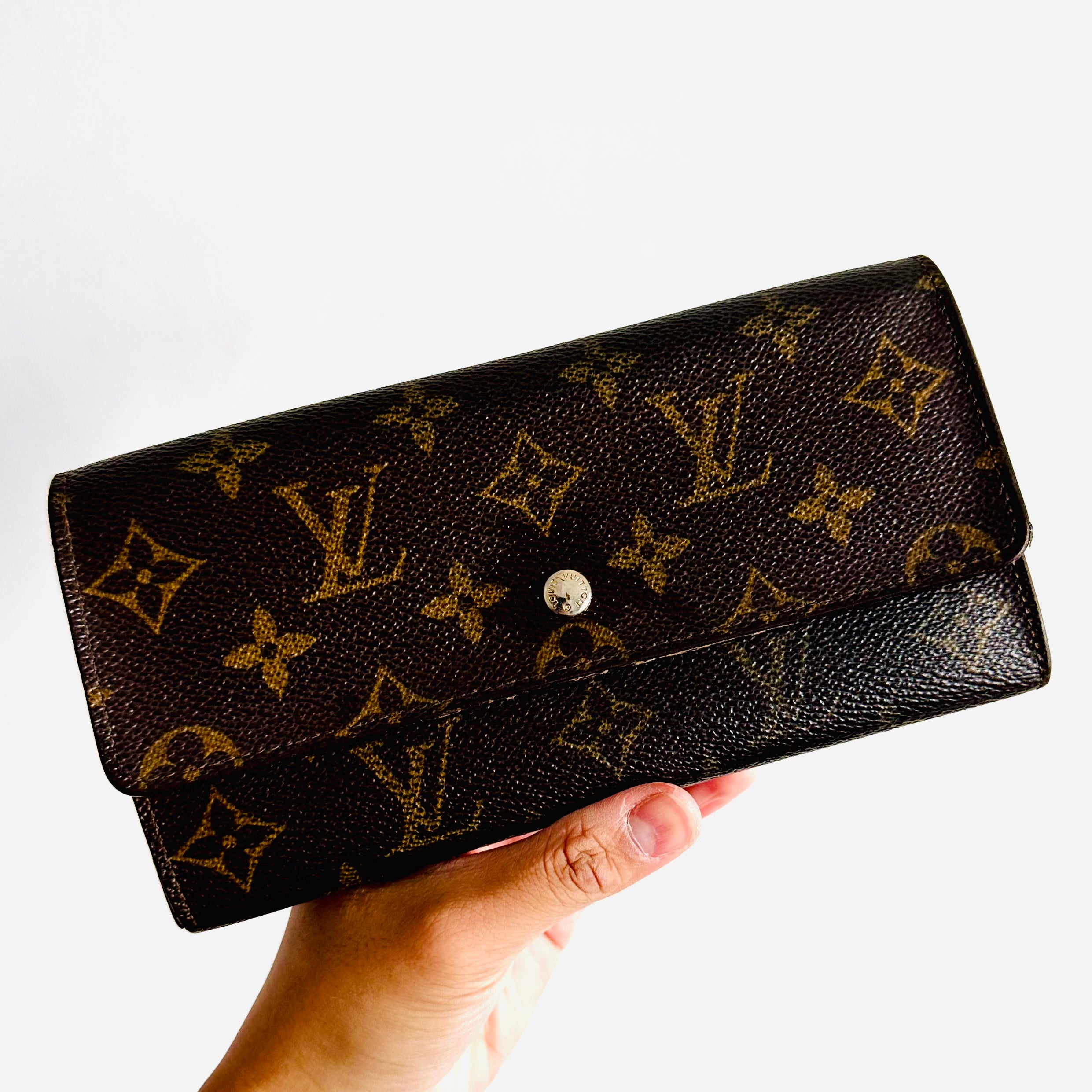 Vintage Louis Vuitton LV Sarah Classic Monogram Flap Long Wallet - with  strap - Shop unmemoire-crafter Wallets - Pinkoi