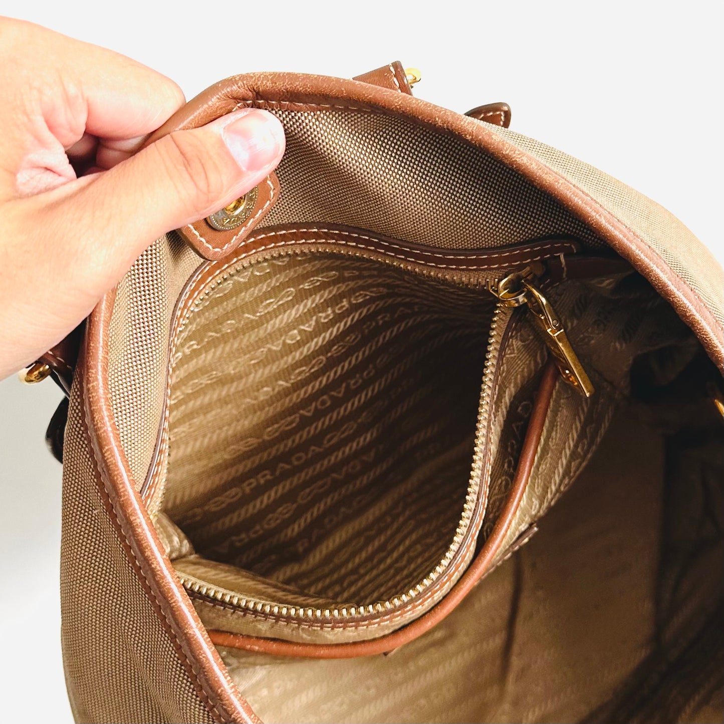Prada Jacquard Classic Monogram Logo GHW 2-Way Shopper Shoulder Sling Tote Bag