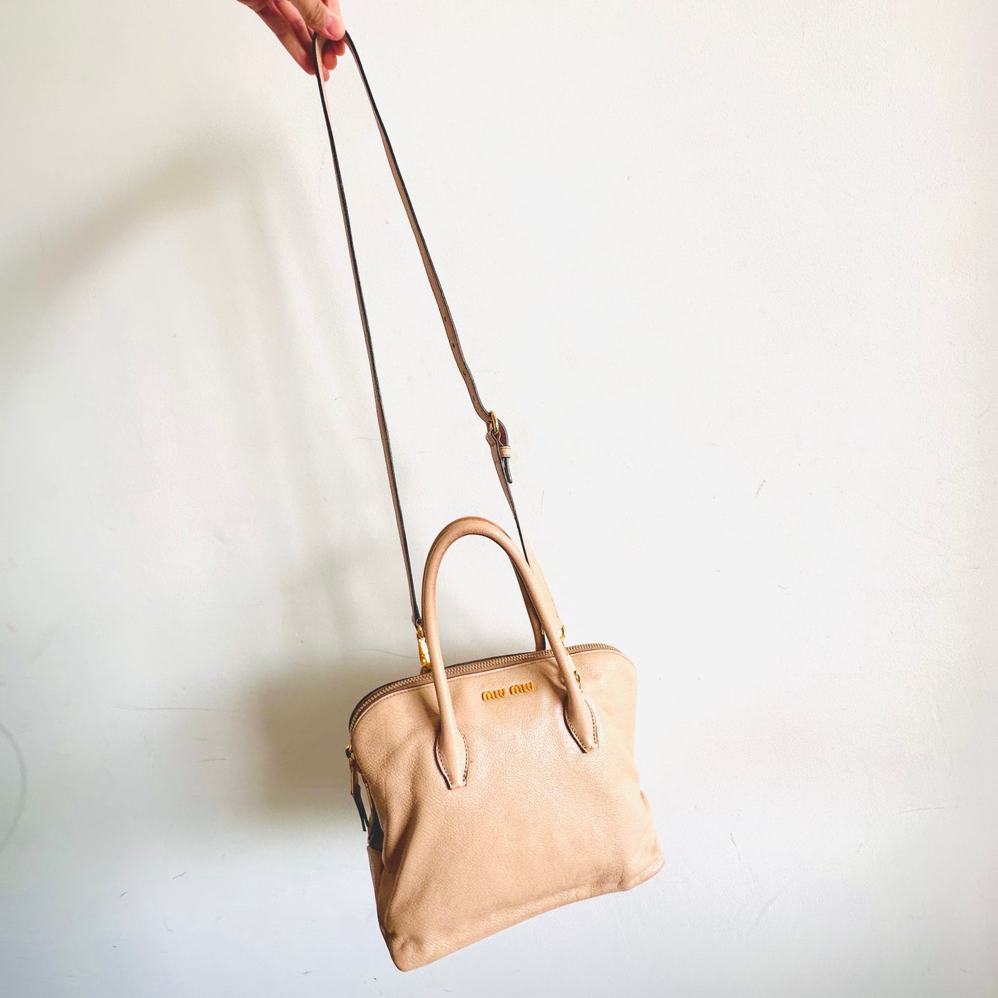 Miu Miu Blush Powder Pink GHW Classic Logo Leather Shopper Shoulder Sling Tote Bag