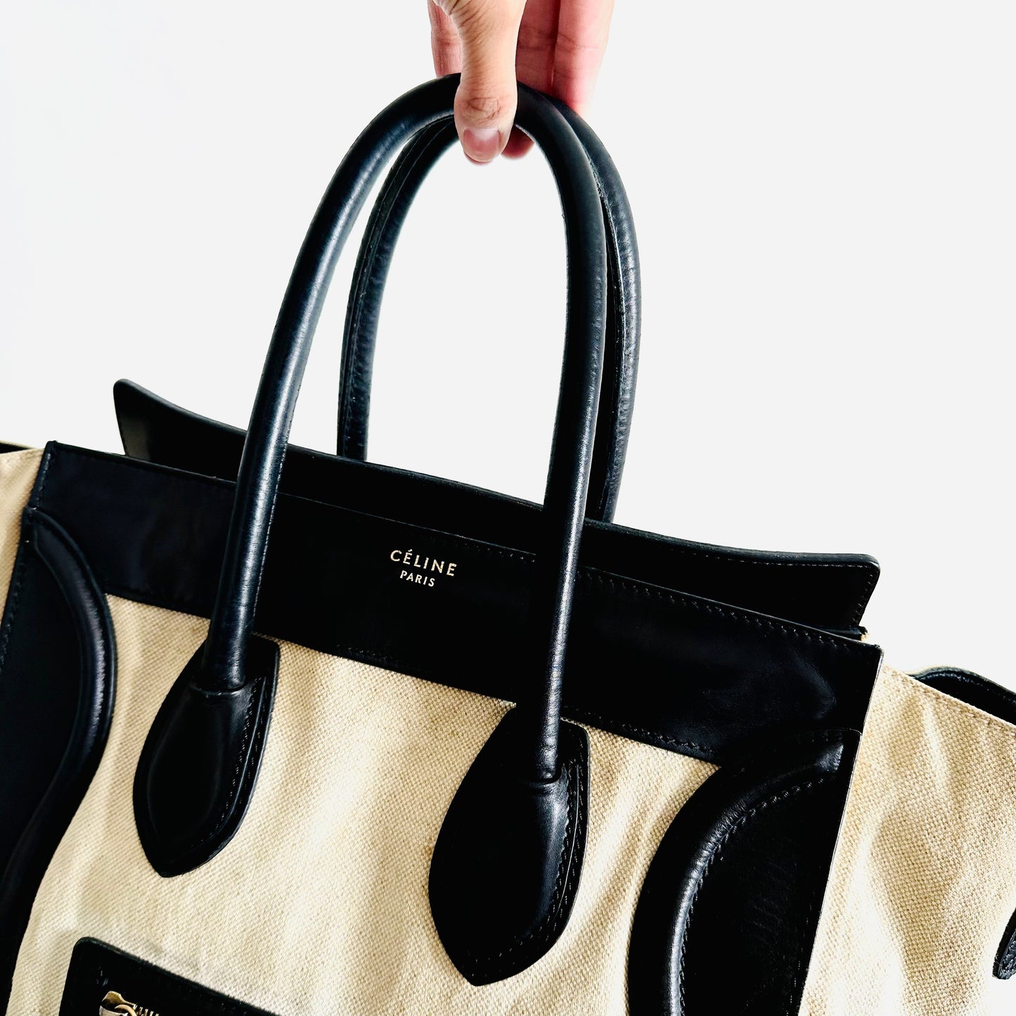Celine Panda Black & White GHW Mini Luggage Top Handle Tote Bag
