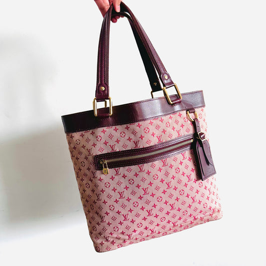 Louis Vuitton LV Mini Lin Lucille Pink GHW Monogram Logo Shopper Shoulder Tote Bag