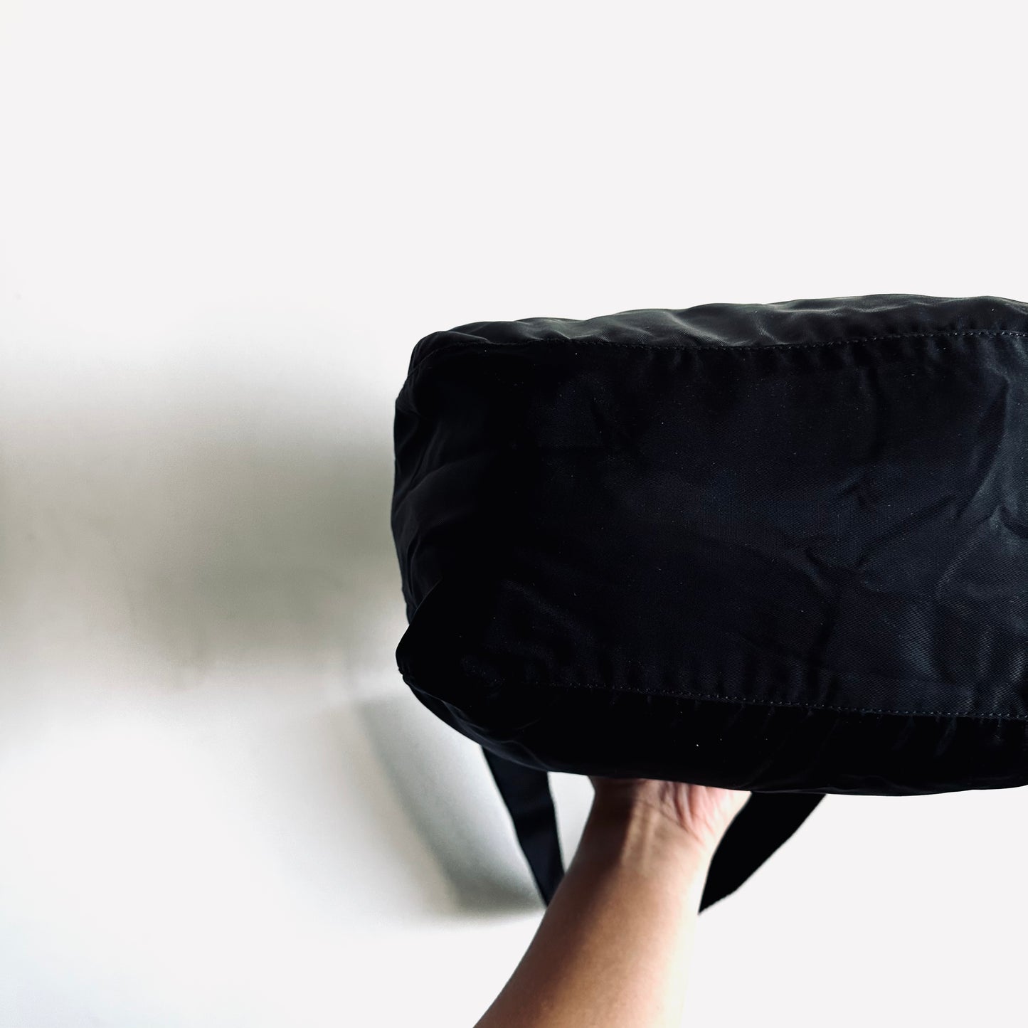 Prada Black Tessuto Classic Logo Hobo Nylon & Leather Shoulder Sling Bag