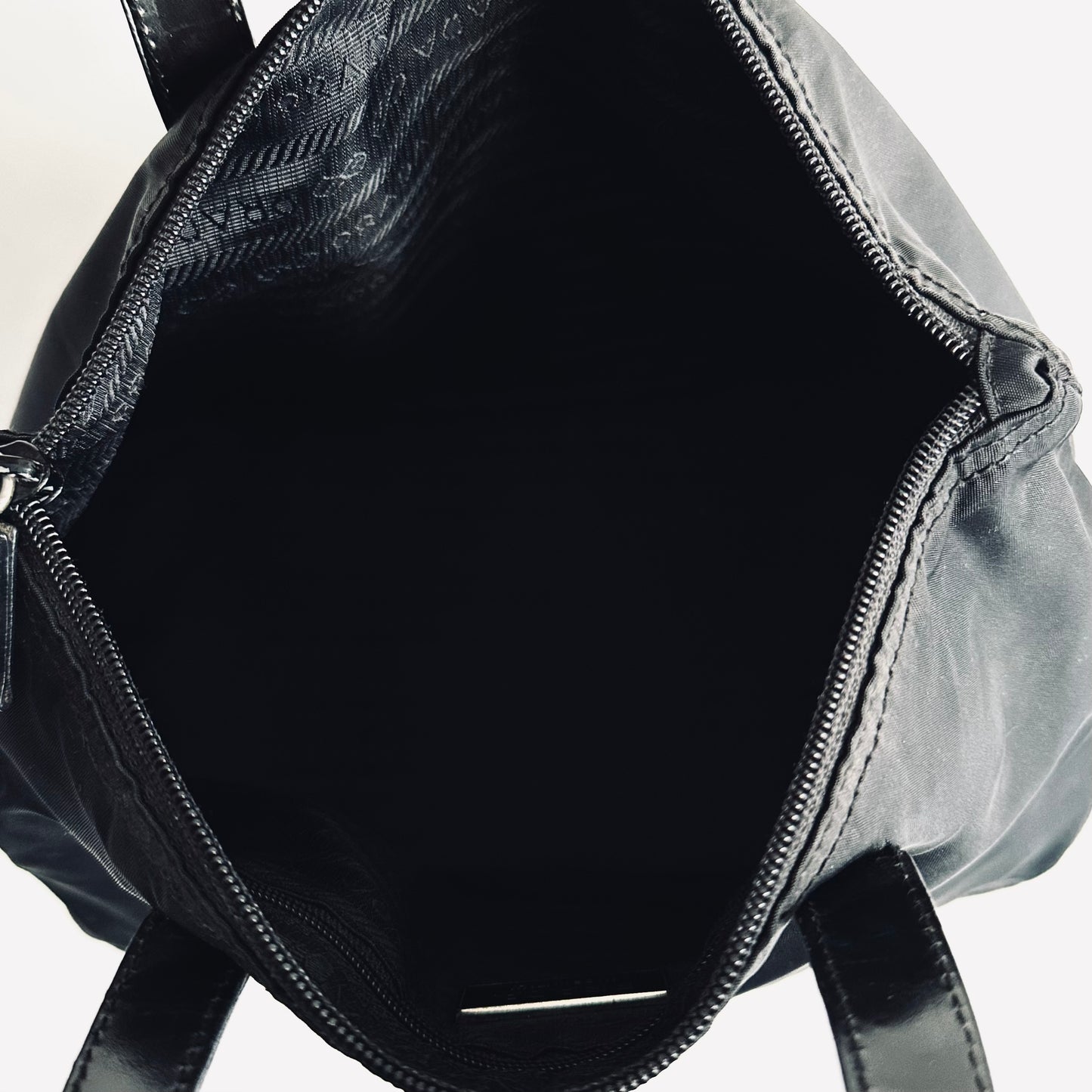 Prada Black Classic Tessuto Logo Nylon & Leather Small Structured Tote Bag
