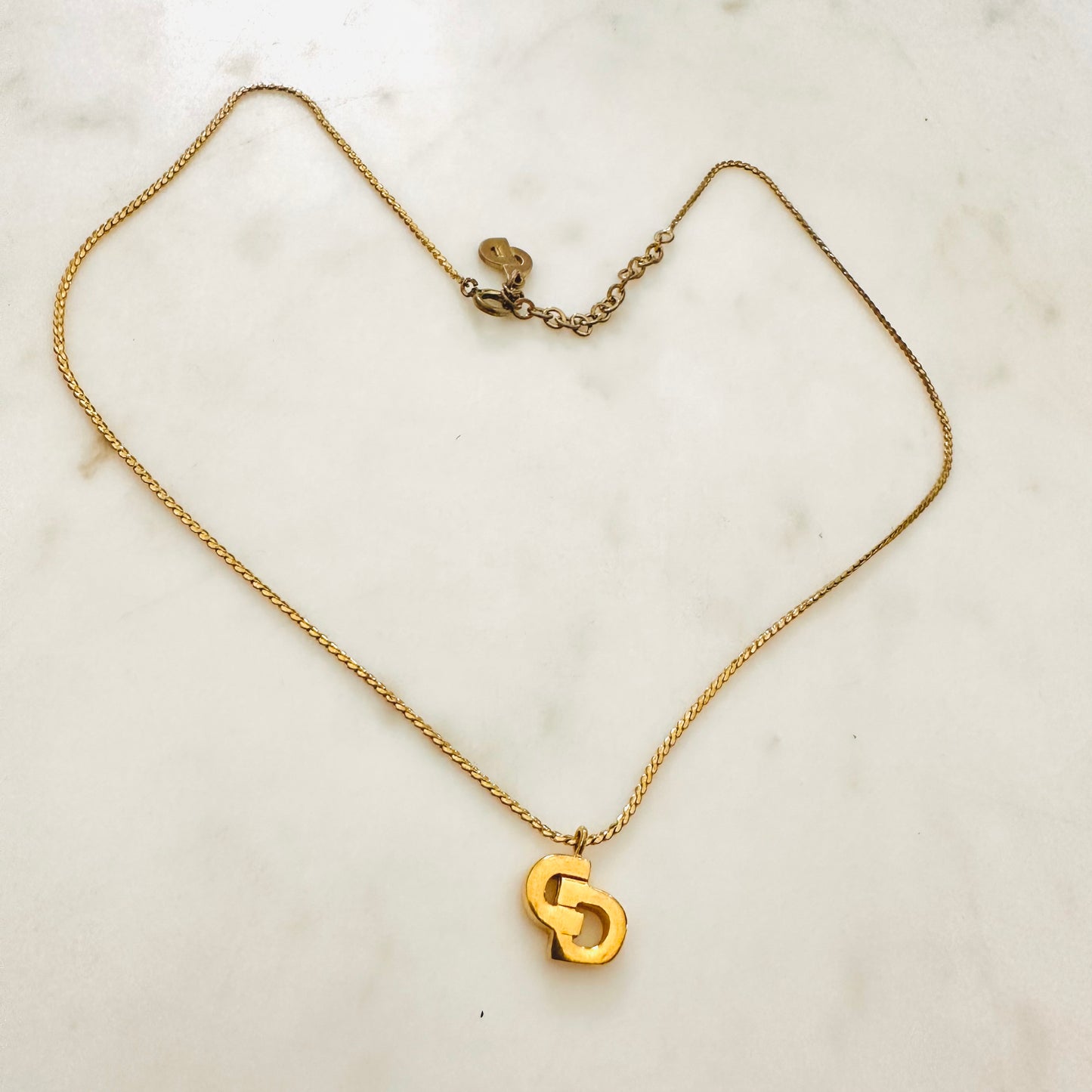 Christian Dior CD Monogram Logo Signature Classic Gold Vintage Necklace