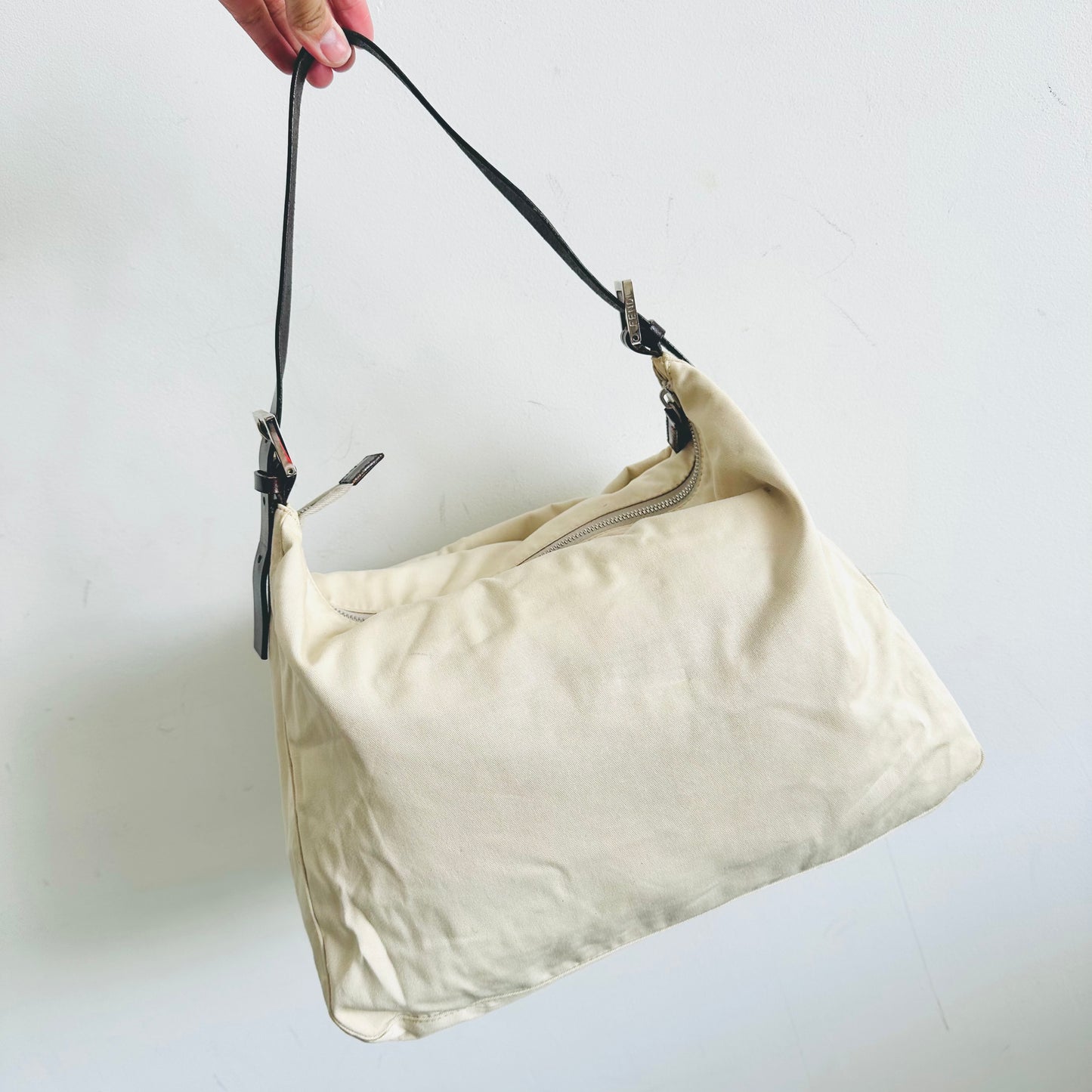 Fendi White / Marble FF Monogram Logo Flap Hobo Baguette Mamma Pochette Shoulder Bag