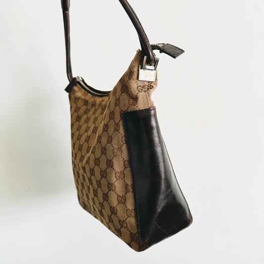 Gucci Beige / Brown GG Monogram Logo Hobo Vintage Shoulder Bag