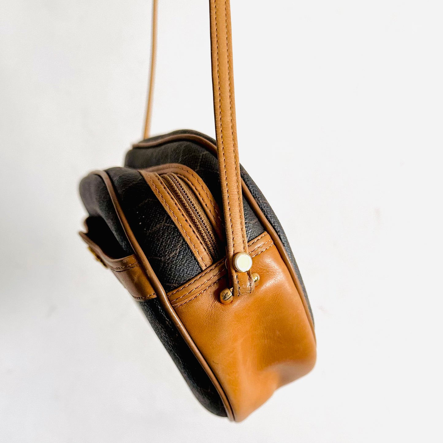 Christian Dior CD Honeycomb Oblique Monogram GHW Logo Vintage Zip Shoulder Sling Bag