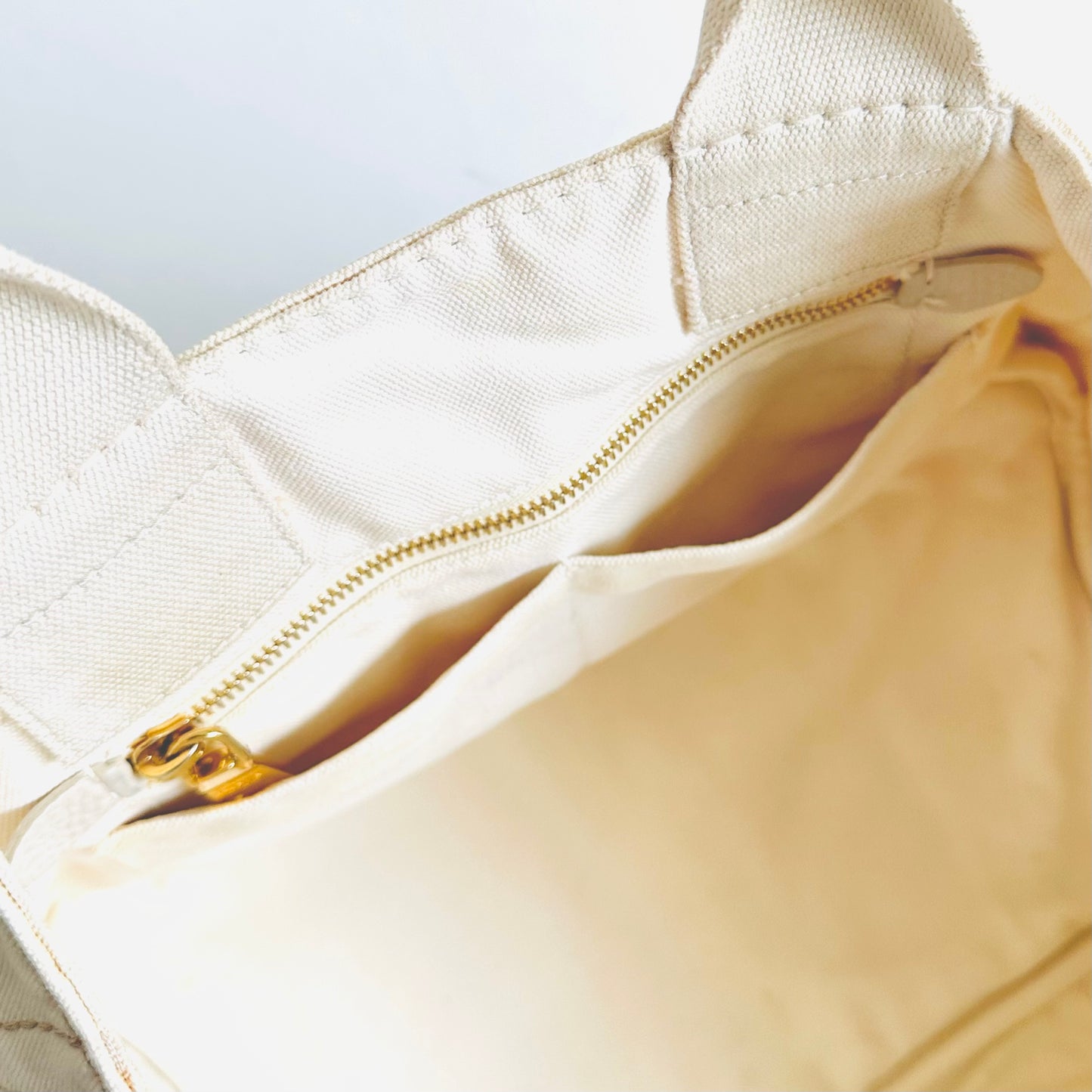 Prada White GHW Canapa Classic Logo Structured Shopper Tote Bag