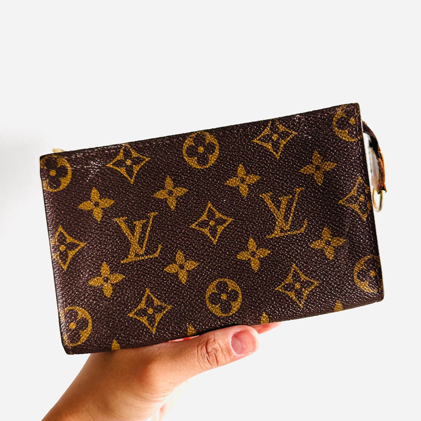 Louis Vuitton LV Monogram Logo GHW Small Vintage Toiletry Pouch 17 Case Clutch