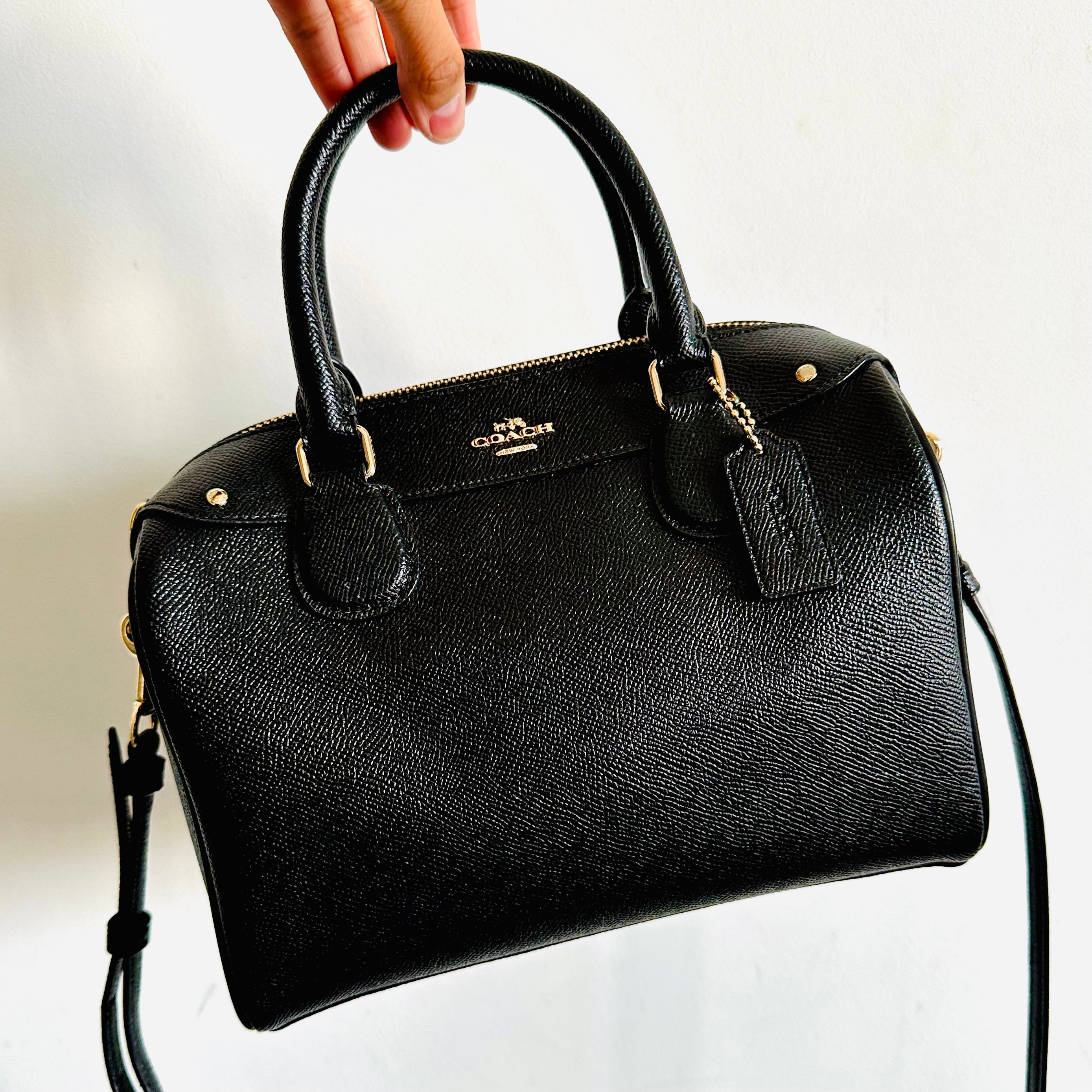 Coach satchel black store leather