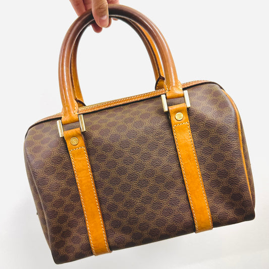 Celine Triomphe Macadam Monogram Logo GHW Top Handle Boston Speedy 25 Vintage Bag