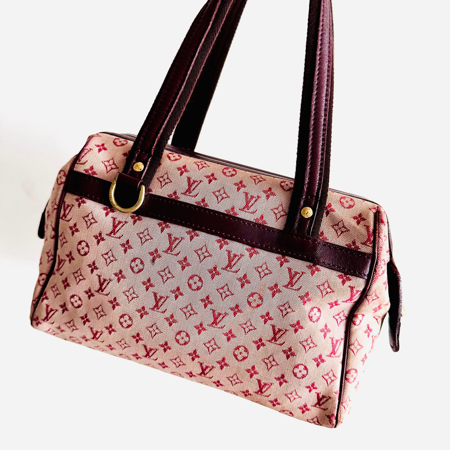 Louis Vuitton LV Mini Lin Pink GHW Josephine PM Monogram Logo Speedy Boston Top Handle Bag