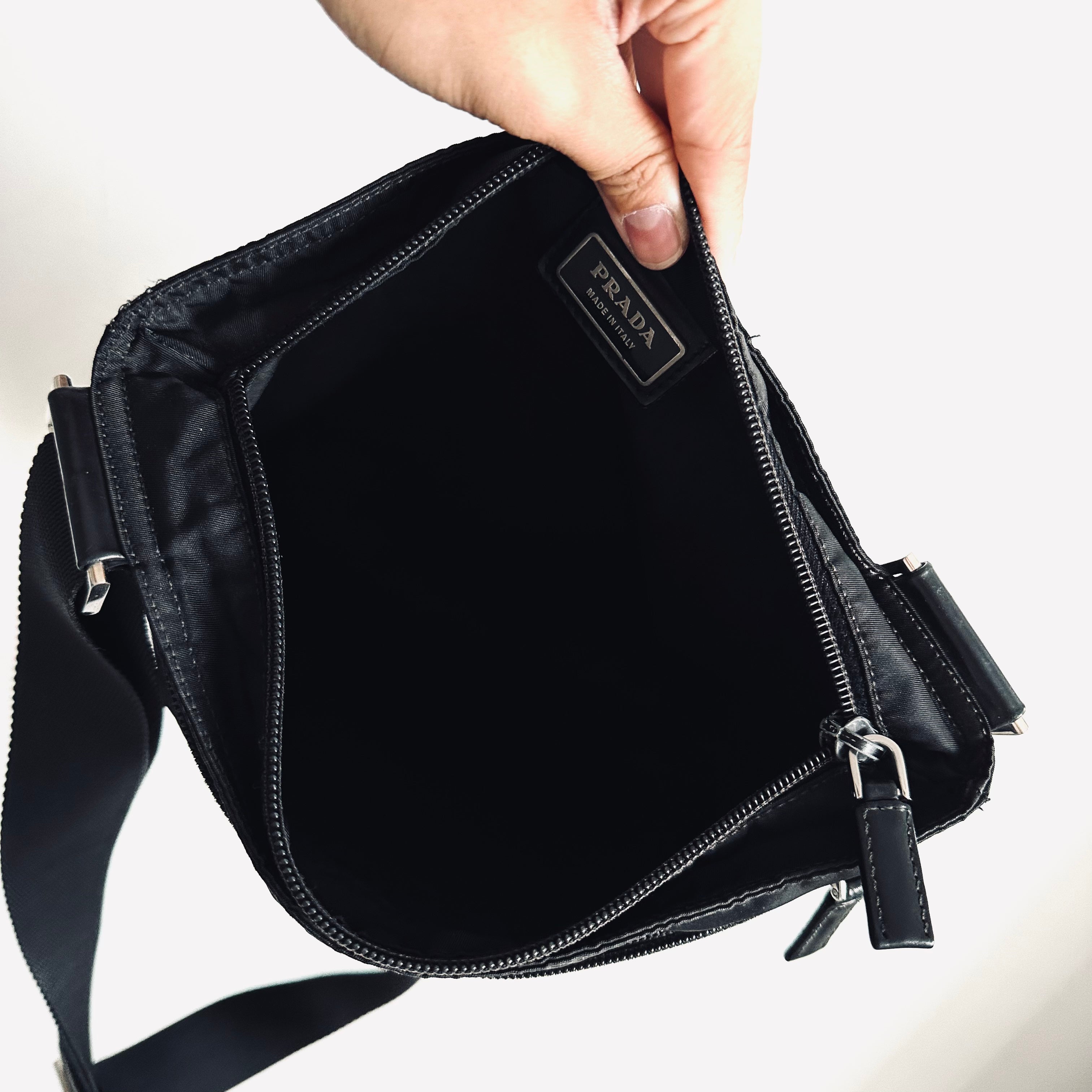 Prada leather cheap sling bag