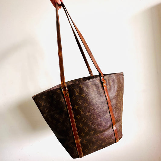 Louis Vuitton LV Sac Shopping Monogram Logo Vintage Shopper Shoulder Tote Bag