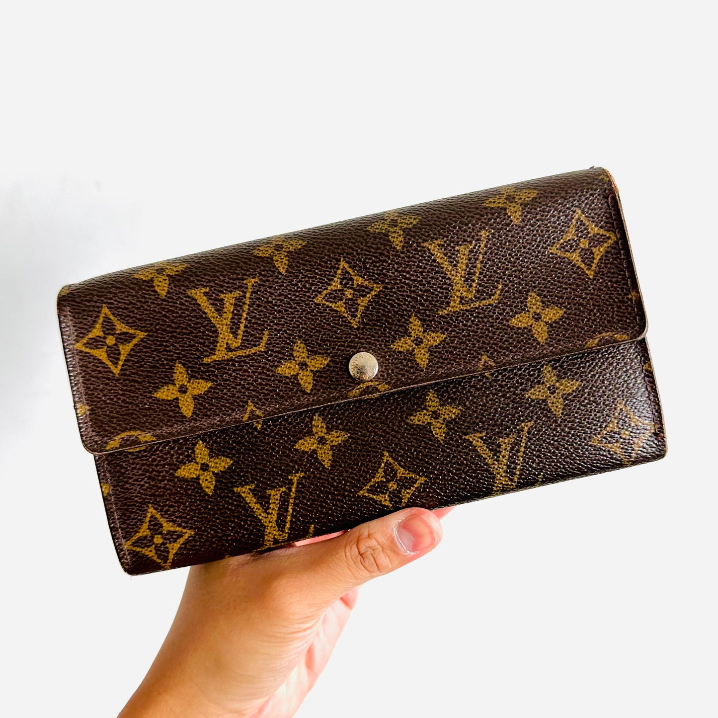 Louis Vuitton LV Sarah Monogram Logo GHW Flap Long Wallet