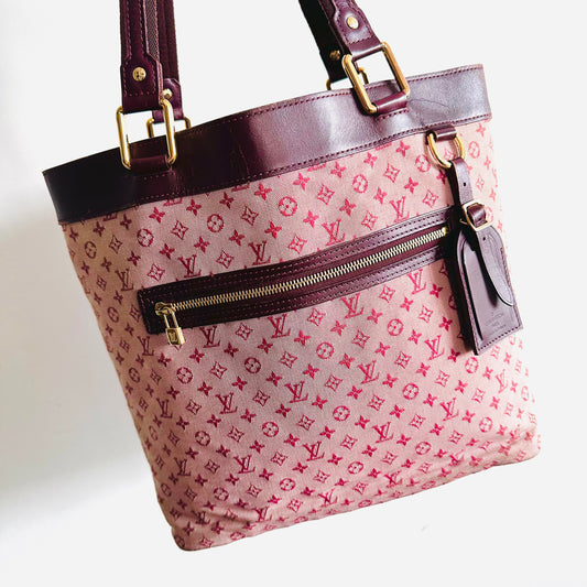 Louis Vuitton LV Mini Lin Lucille Pink GHW Monogram Logo Shopper Shoulder Tote Bag