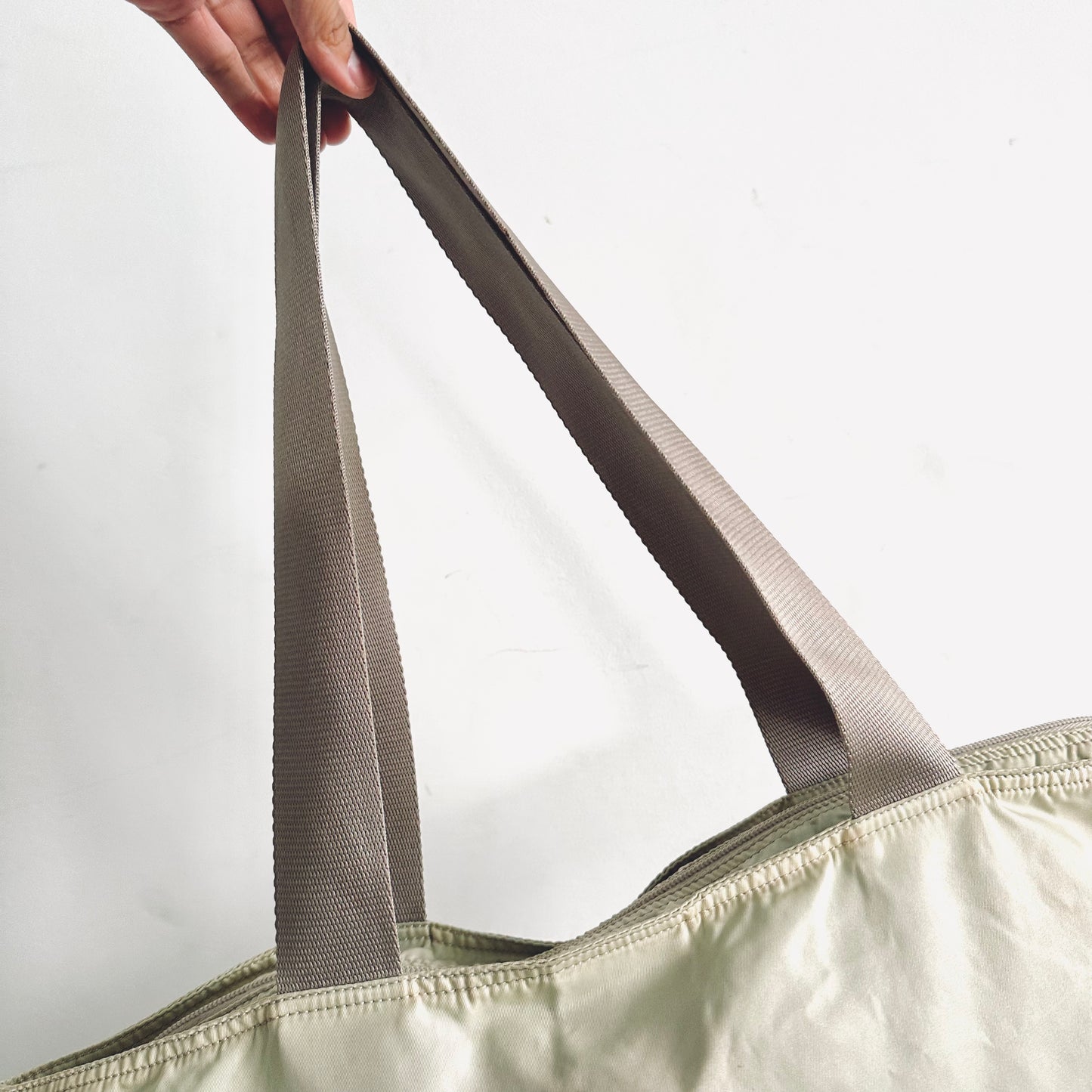 Prada Cream White Vela Classic Logo Wide Shopper Shoulder Tote Bag