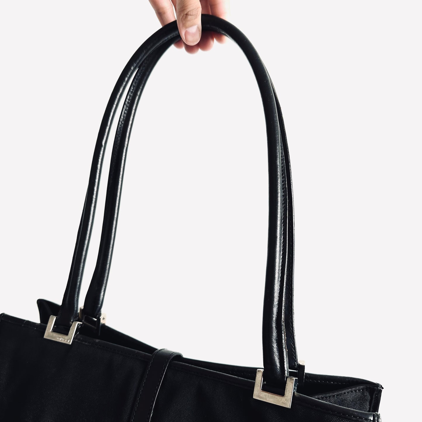 Gucci Jackie Black Monogram Logo Vintage Wide Horizontal Shoulder Tote Bag
