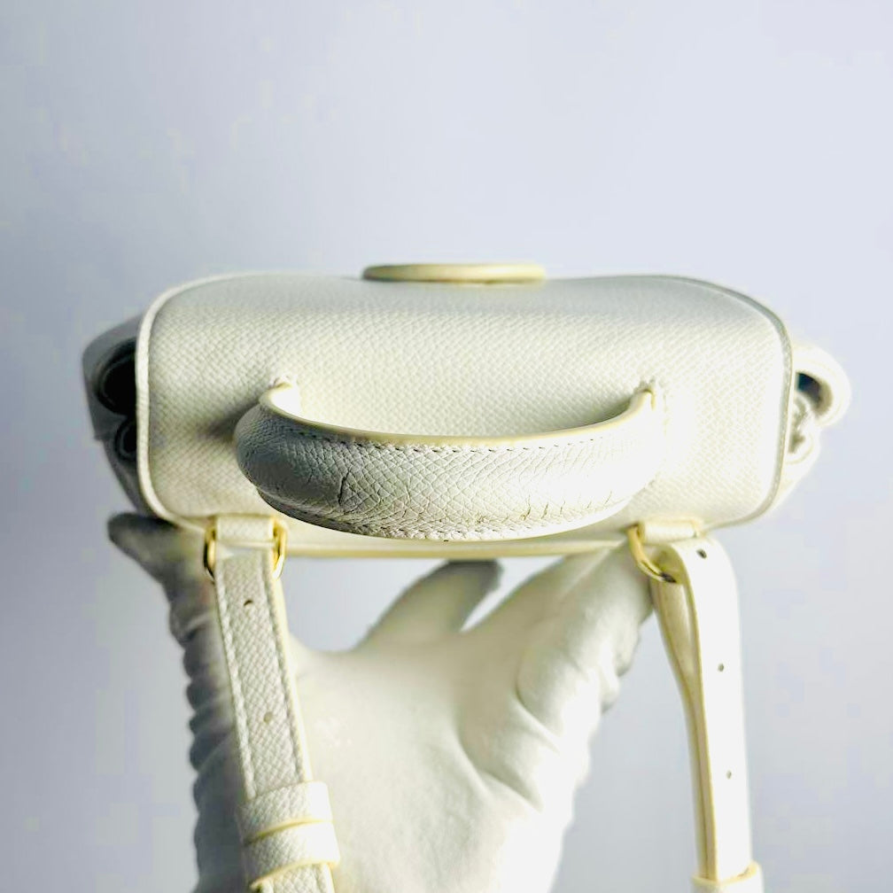 Polene Numéro Numero Un Nano White GHW Leather Top Handle 2-Way Shoulder Sling Bag