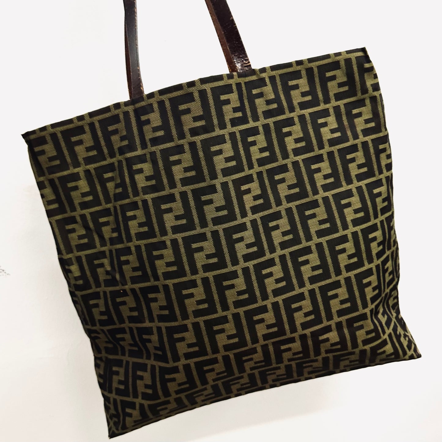 Fendi Dark Brown Zucca FF Monogram Logo Shopper Shoulder Tote Bag