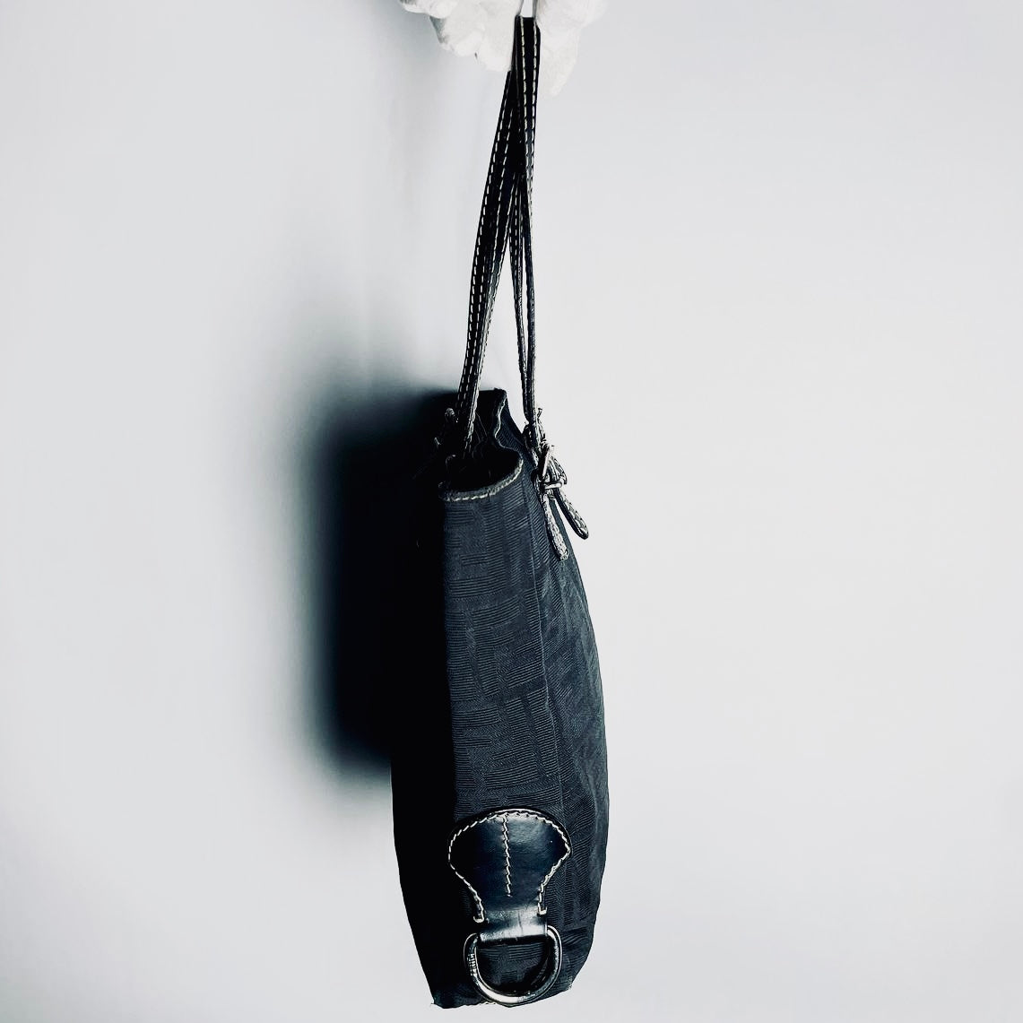 Fendi Black Zucca FF Monogram Logo Shopper Shoulder Tote Bag